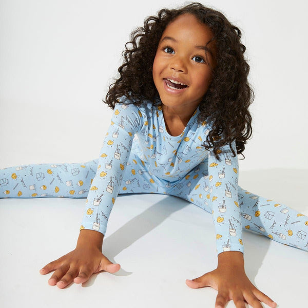 milk-cookies-blue-bamboo-kids-pajamas-bellabu-bear - Sophia's Style The "Easy Two-Piecey"-1